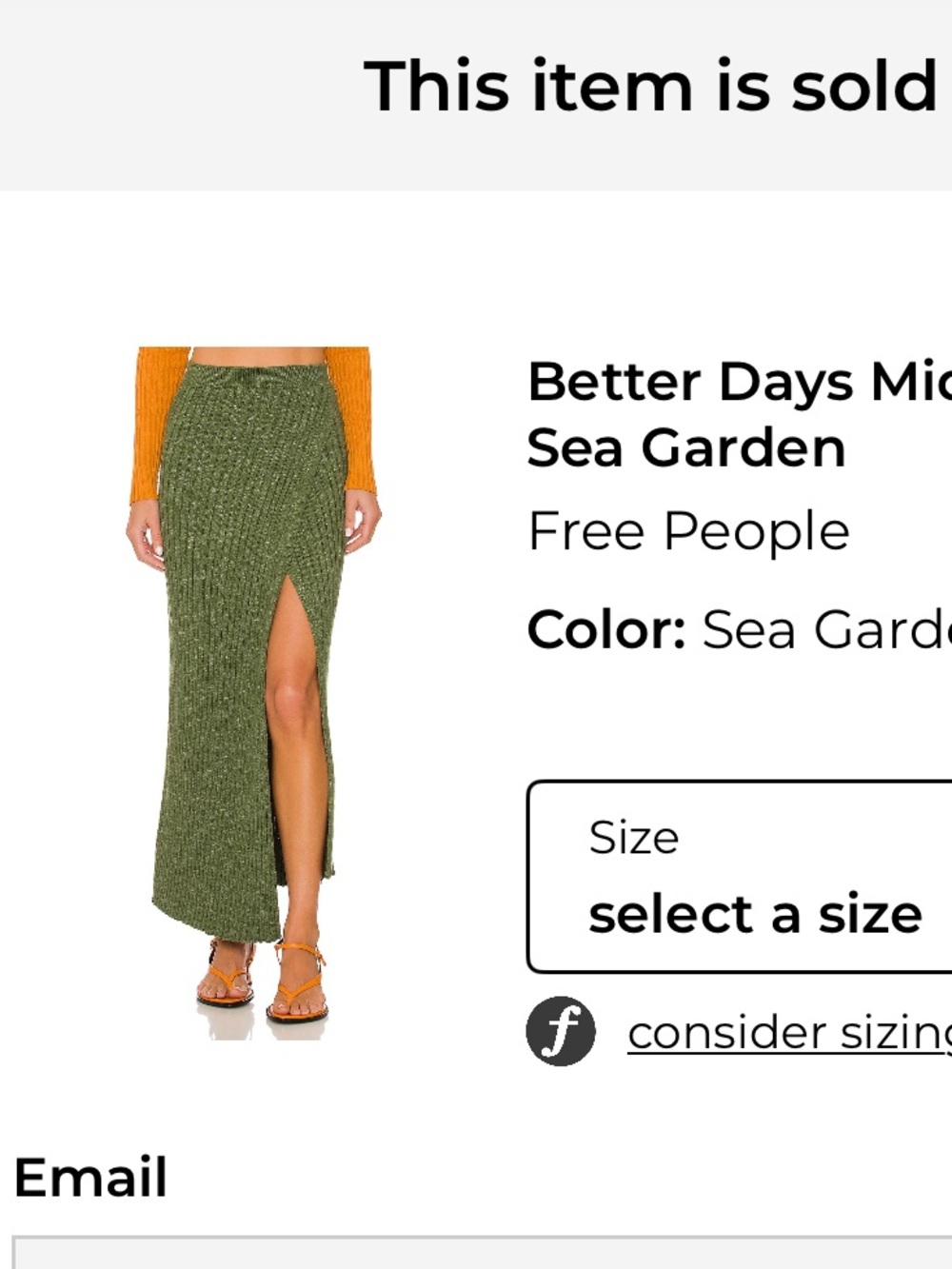 Free People Sea Garden Midi Skirt in Olive Green